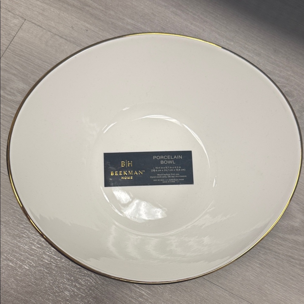 White Porcelain Bowl with Gold Rim